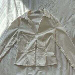 Stradivarius Zip Up Long Sleeve Top Size: Medium